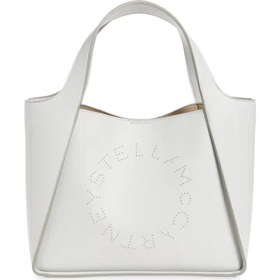 Stella Mccartney Perforated Logo Faux Leather Crossbody Tote In Gray