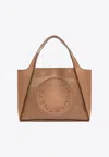 Stella Mccartney Perforated Logo Faux Leather Tote Bag In Brown