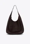 Stella Mccartney Black Leather Hobo Bag With Logo Women In Brown