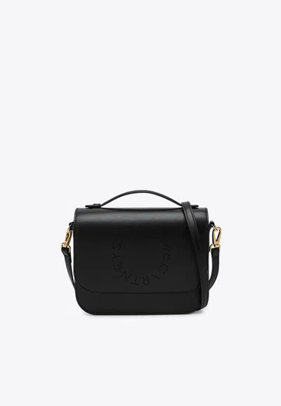 Stella Mccartney Perforated Logo Leather Crossbody Bag In Black