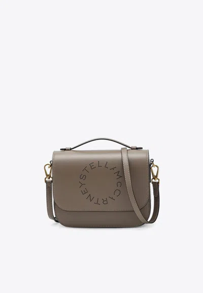 Stella Mccartney Perforated Logo Leather Crossbody Bag In Green
