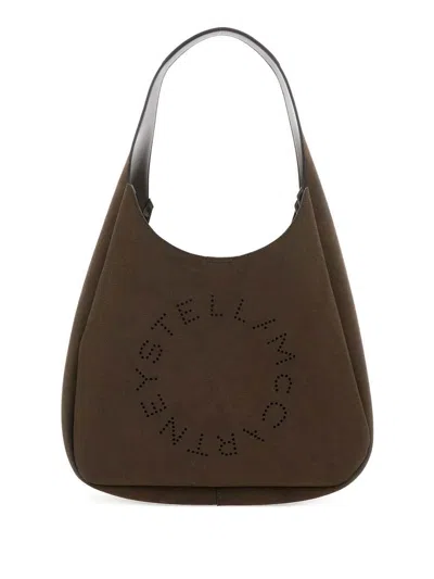 Stella Mccartney Perforated-logo Shoulder Bag In Brown