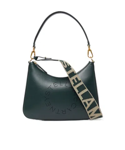Stella Mccartney Perforated-logo Shoulder Bag In Green