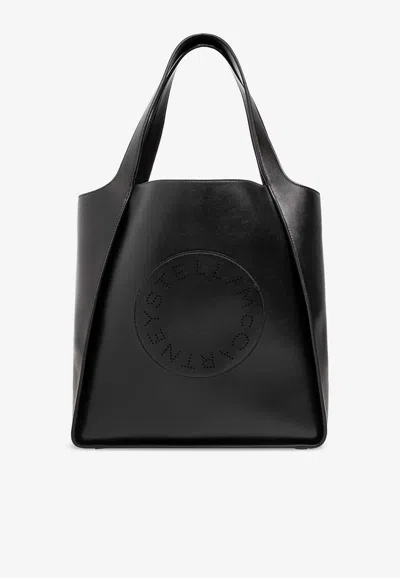 Stella Mccartney Perforated Logo Tote Bag In Black