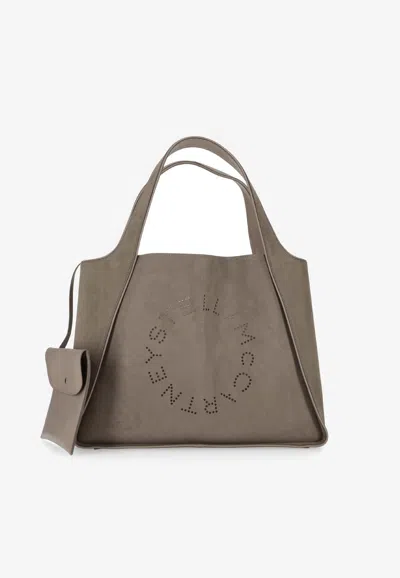 Stella Mccartney Perforated Logo Tote Bag In Brown