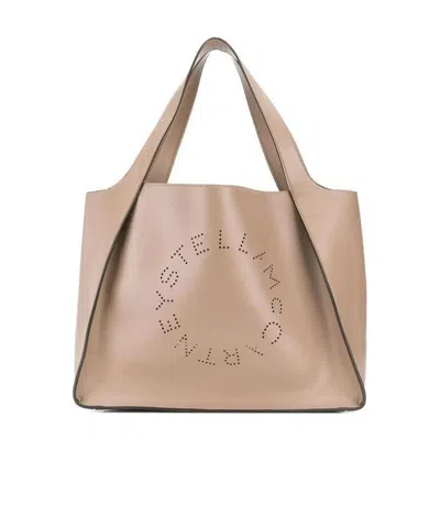 Stella Mccartney Perforated Logo Tote Bag In Brown