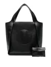 Stella Mccartney Perforated Logo Vegan Leather Tote Bag In Negro