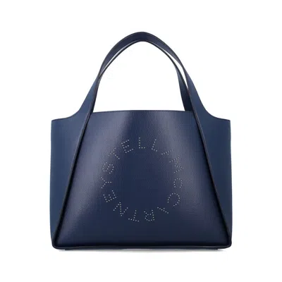 Stella Mccartney Perforated Logo Tote Navy Polyamide In Blue