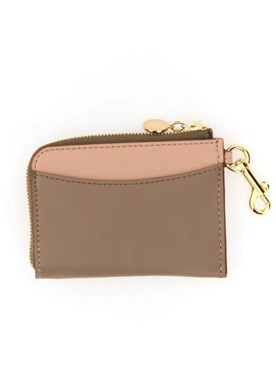 Stella Mccartney Perforated Logo Wallet In Powder