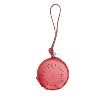 Stella Mccartney Perforated Round Keyring In Red