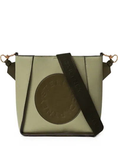 Stella Mccartney Perforated-logo Cotton Shoulder Bag In Green