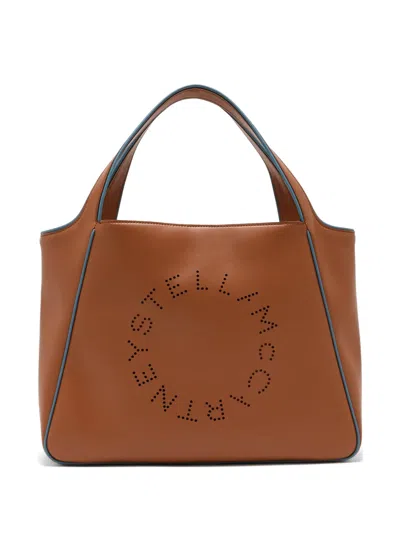 Stella Mccartney Perorated Logo Tote Bag In Brown