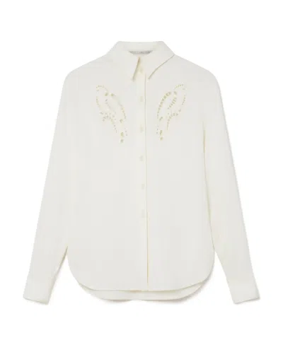 Stella Mccartney Petal Crochet Compact Crepe Shirt In White