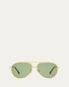 Stella Mccartney Pilot Metal Alloy & Plastic Aviator Sunglasses In Gold