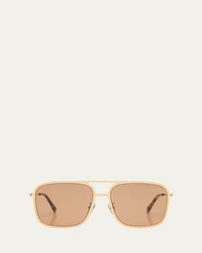 Stella Mccartney Pilot Metal Alloy & Plastic Aviator Sunglasses In Shiny Rose Gold Bordeaux