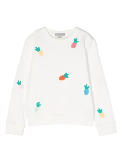 Stella Mccartney Kids' Pineapple-embroidered Sweatshirt In White