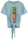 Stella Mccartney Pineapple-print Faded Cotton T-shirt In Blue Light