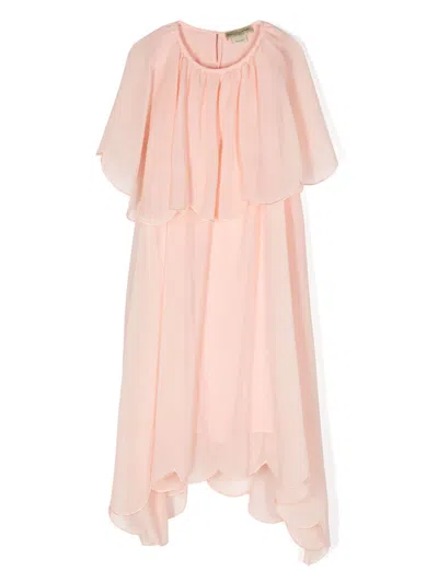 Stella Mccartney Kids' Pink Asymmetric Dress With Ruffles