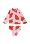 Stella Mccartney Pink Bikini For Baby Girl With Strawberries In Pink