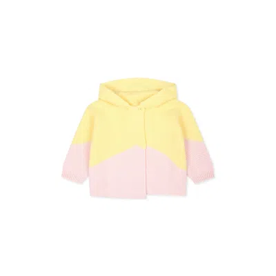 Stella Mccartney Pink Cardigan For Baby Girl With Star In Multicolor