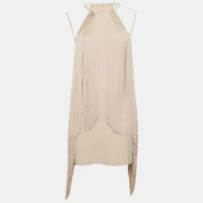 Pre-owned Stella Mccartney Pink Crepe Fringed Mini Dress M