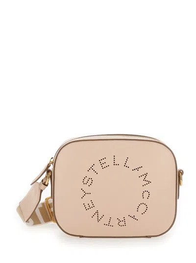 Stella Mccartney Pink Crossbody Bag With Perforated Logo In Faux Leather Woman