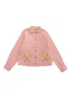 Stella Mccartney Pink Denim Jacket With Flowers In Pink