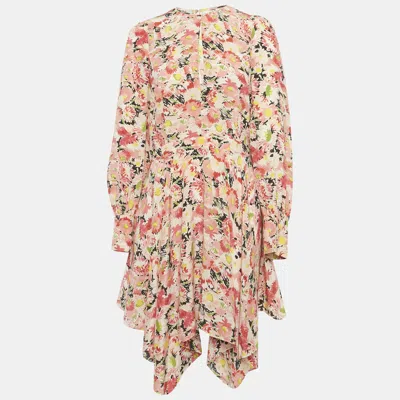 Pre-owned Stella Mccartney Pink Floral Print Silk Dress M
