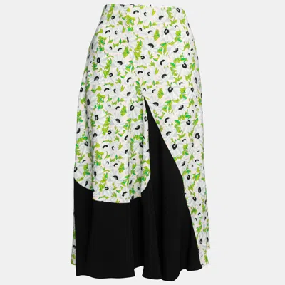 Pre-owned Stella Mccartney Pink Floral Printed Crepe Contrast Midi Skirt S