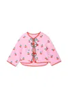 Stella Mccartney Pink Jacket For Baby Girl With Cherries In Pink