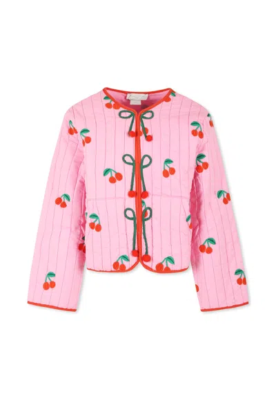 Stella Mccartney Kids' Pink Jacket For Girl With Cherries