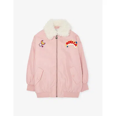 Stella Mccartney Kids' Patch-detail Zip-up Bomber Jacket In Blue