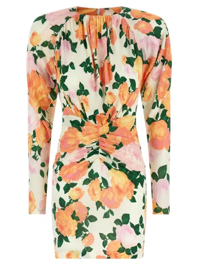 Stella Mccartney Gathered Floral-print Jersey Mini Dress In Multi