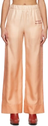 Stella Mccartney Logo Print Silk Twill Trousers In 6595 Salmon Degrade