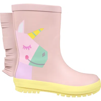 Stella Mccartney Kids' Pink Rain Boots For Girl With Unicorns