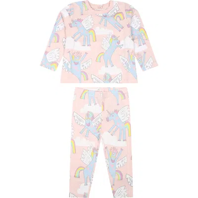 Stella Mccartney Pink Suit For Baby Girl With Unicorn