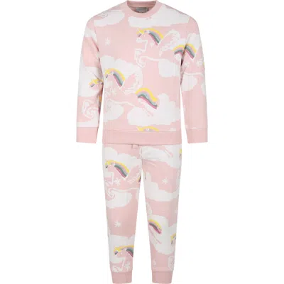 Stella Mccartney Kids' Pink Suit For Girl With Unicorn
