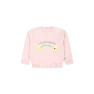 Stella Mccartney Pink Sweater For Baby Girl With Rainbow