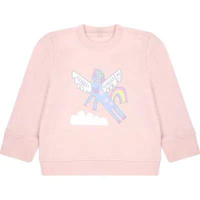 Stella Mccartney Pink Sweatshirt For Baby Girl With Unicorn