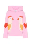 Stella Mccartney Pink Sweatshirt For Girl With Hens In Pink