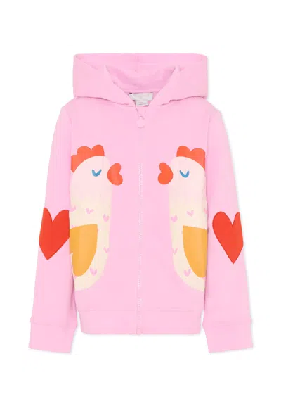 Stella Mccartney Kids' Pink Sweatshirt For Girl With Hens