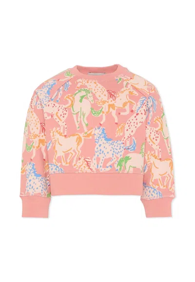 Stella Mccartney Kids' Pink Sweatshirt For Girl With Horse Print