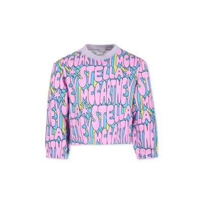 Stella Mccartney Kids' Pink Sweatshirt For Girl With Logo In Multicolor