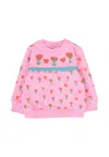 Stella Mccartney Pink Sweatshirt For Girl With Red Flowers In Pink