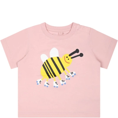 STELLA MCCARTNEY PINK T-SHIRT FOR BABY GIRL WITH BEE