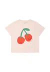 Stella Mccartney Pink T-shirt For Baby Girl With Cherry In Pink