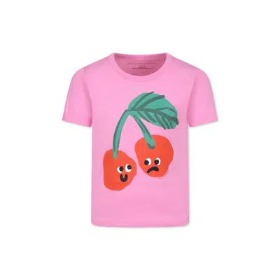 Stella Mccartney Kids' Pink T-shirt For Girl With Cherries