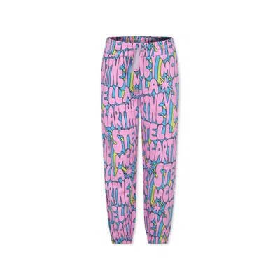 Stella Mccartney Kids' Pink Trousers For Girl With Logo In Multicolor