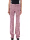 STELLA MCCARTNEY PINK WOOL MOULINE SLIM FIT TAILORED TROUSERS FOR WOMEN IN FW23 SEASON