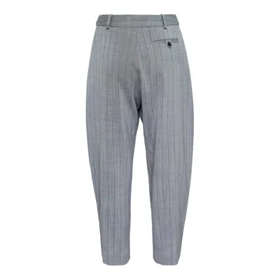 Stella Mccartney Pinstripe Cropped Pleated Trousers In Gray